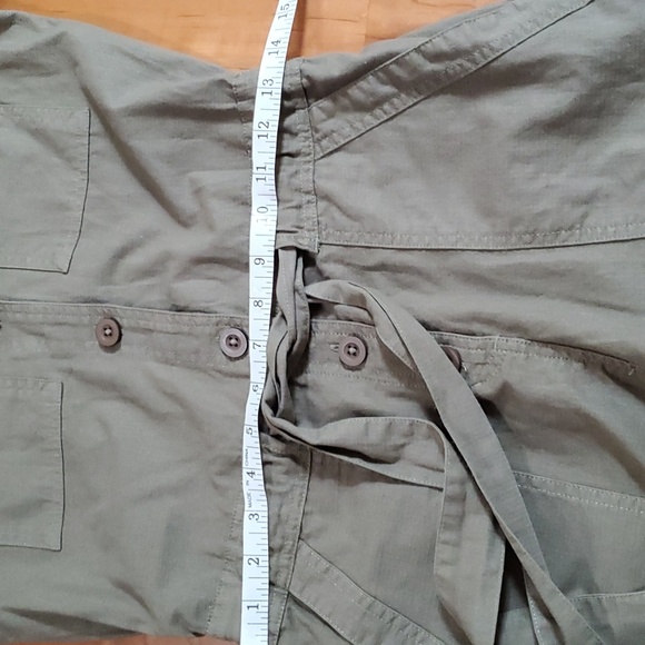 VINTAGE LONG SLEEVE ROMPER KHAKI GREEN BUTTON DOWN XS - Picture 12 of 13